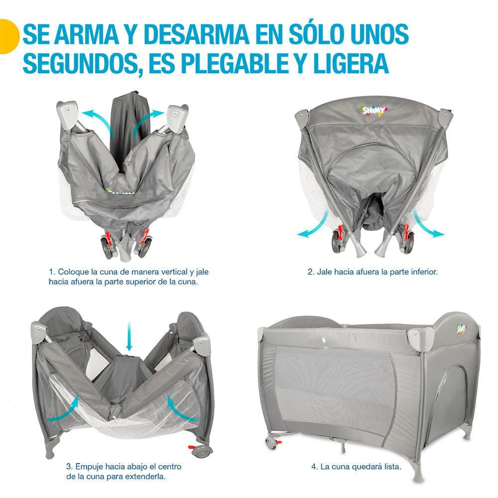 Cuna para Bebé de Viaje 4 en 1: Corral y Cambiador, con Colchoneta y Mosquitero - Redlemon