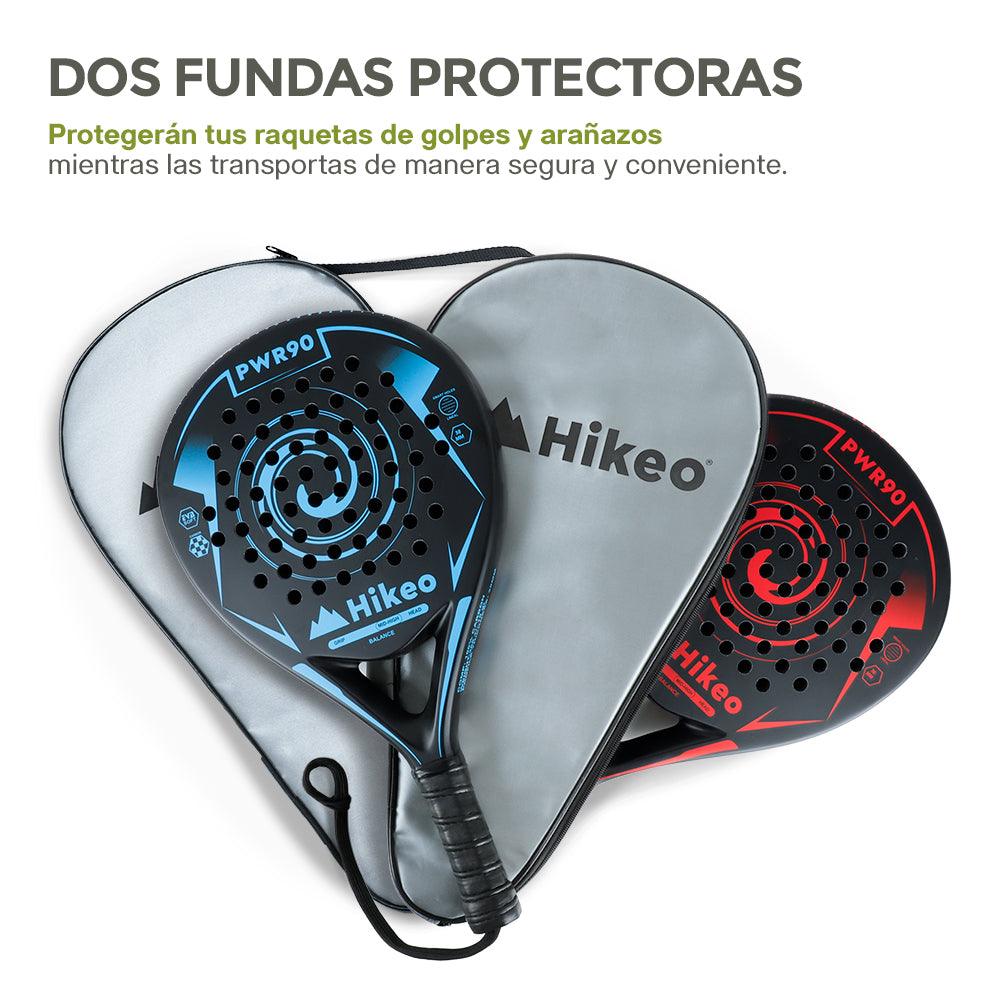 2 Palas de Pádel con Fundas, Pelotas y Grips. Raquetas de Fibra de Carbono - Redlemon