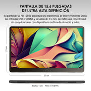 Monitor Portátil Full HD de 15.6” para Laptop, Tablet y Celular Android - Redlemon