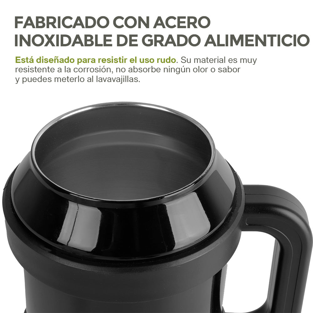 Termo de Acero Inoxidable 1.5 L con Popote y Asa HIKEO — funciones y uso