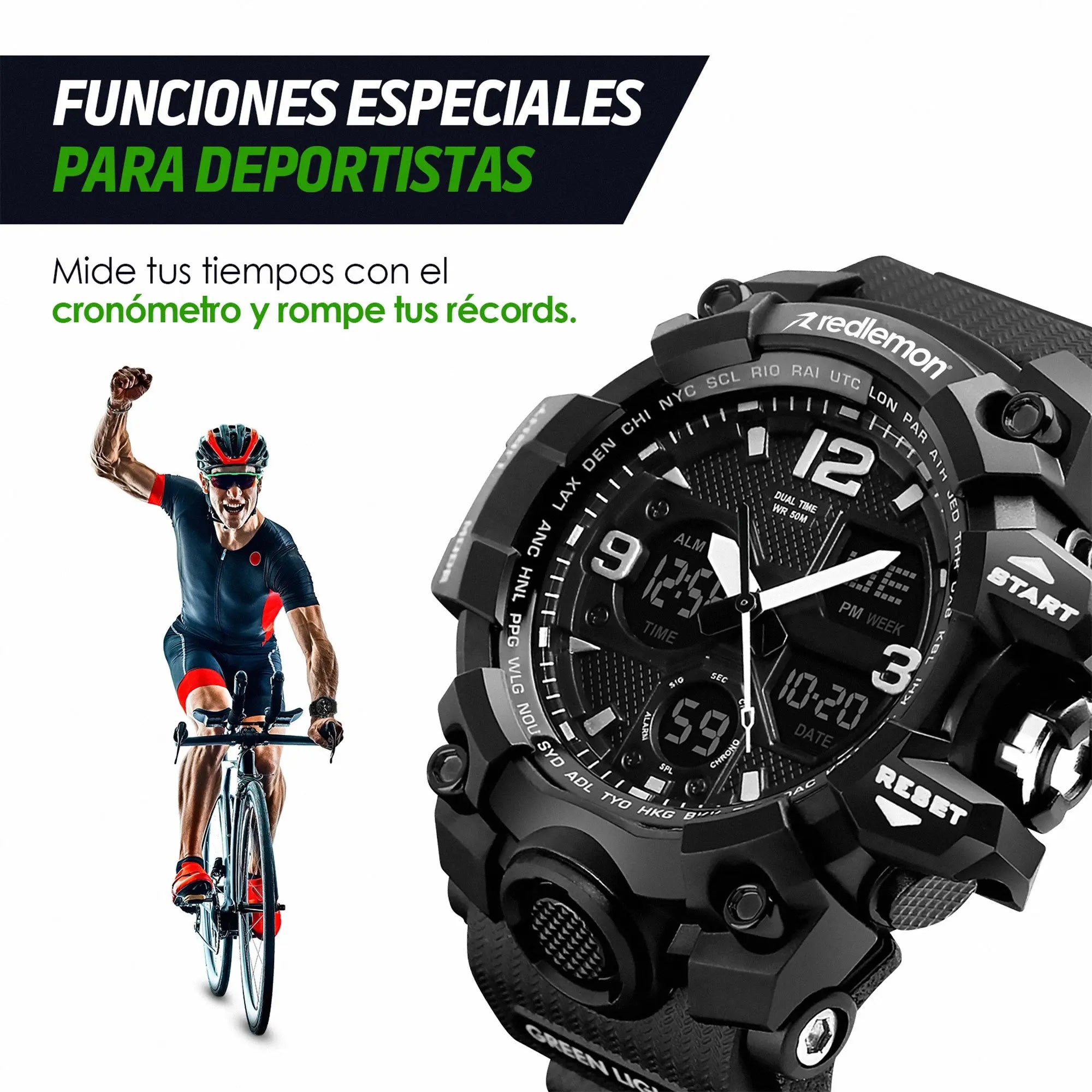 Redlemon Reloj Digital Analogo Deportivo Contra Agua 1155B