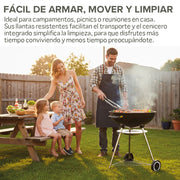 Asador de Carbón Portátil de 55 cm con Termómetro HIKEO — funciones y uso