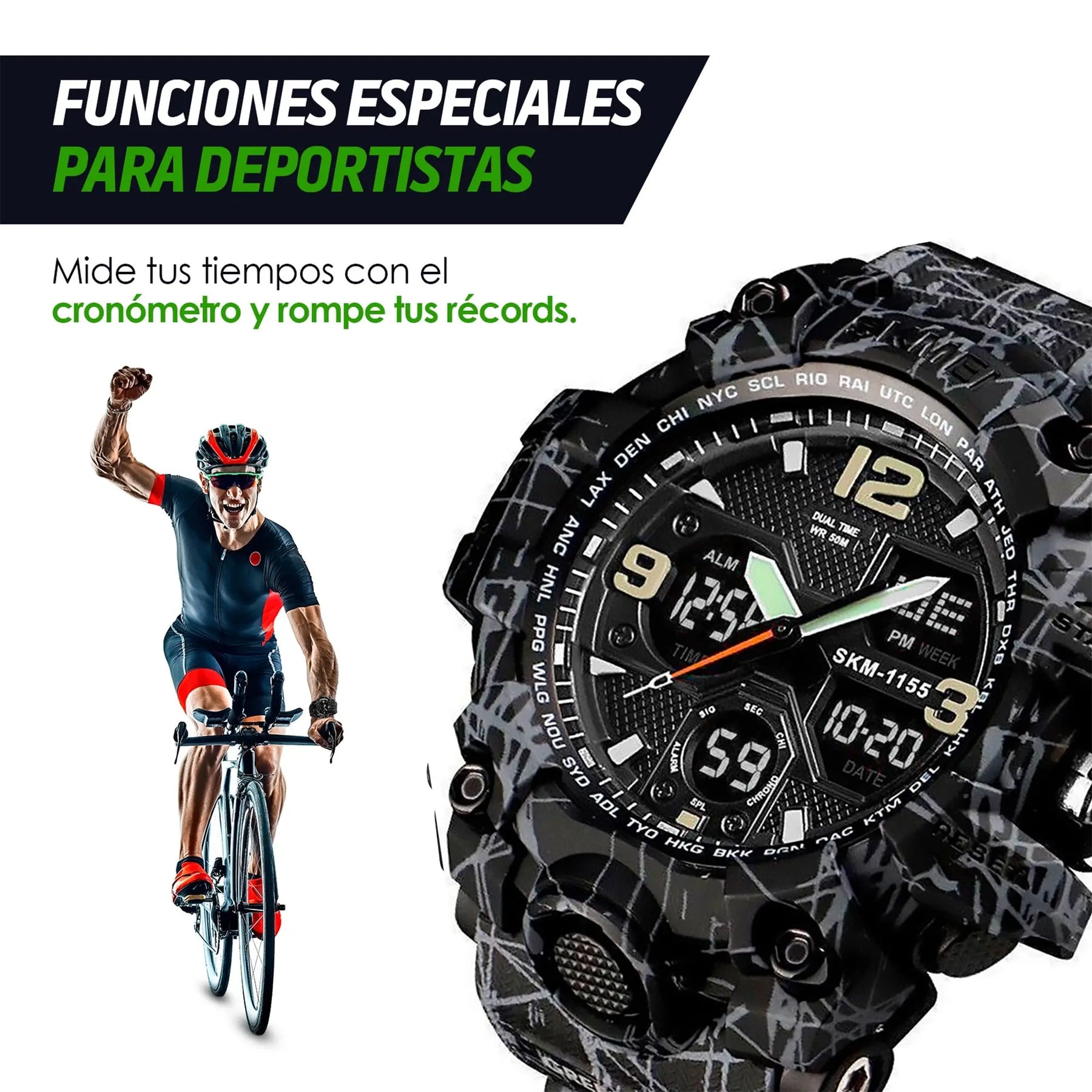 Reloj Digital y Analógico Deportivo Contra Agua 1155b Redlemon Technology México