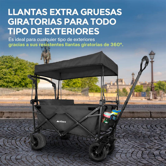 HIKEO Carrito Plegable Portátil y Carriola Todo Terreno con Toldo - Redlemon