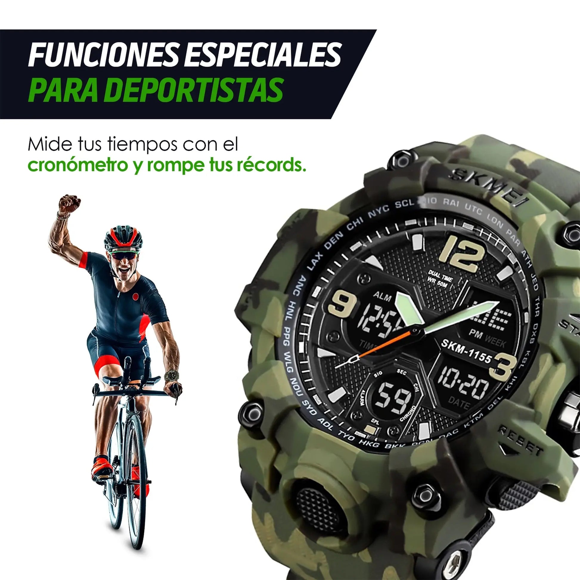 Reloj Digital y Analógico Deportivo Contra Agua 1155b Redlemon Technology México
