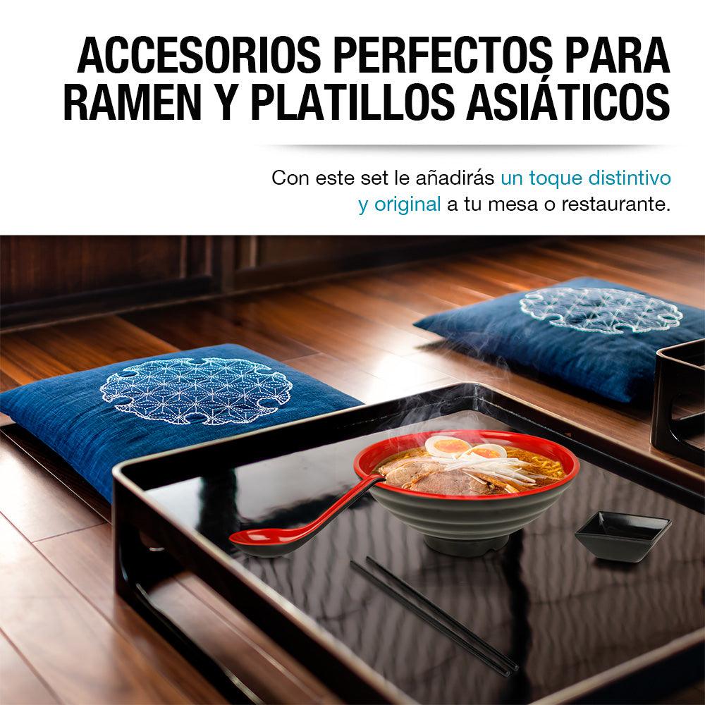 Vajilla de Melamina Estilo Japonés para Ramen Set para 4 Personas - Redlemon