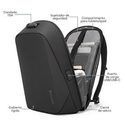 Mochila para Laptop 17” Ejecutiva Antirrobo con Cubierta Rígida Impermeable