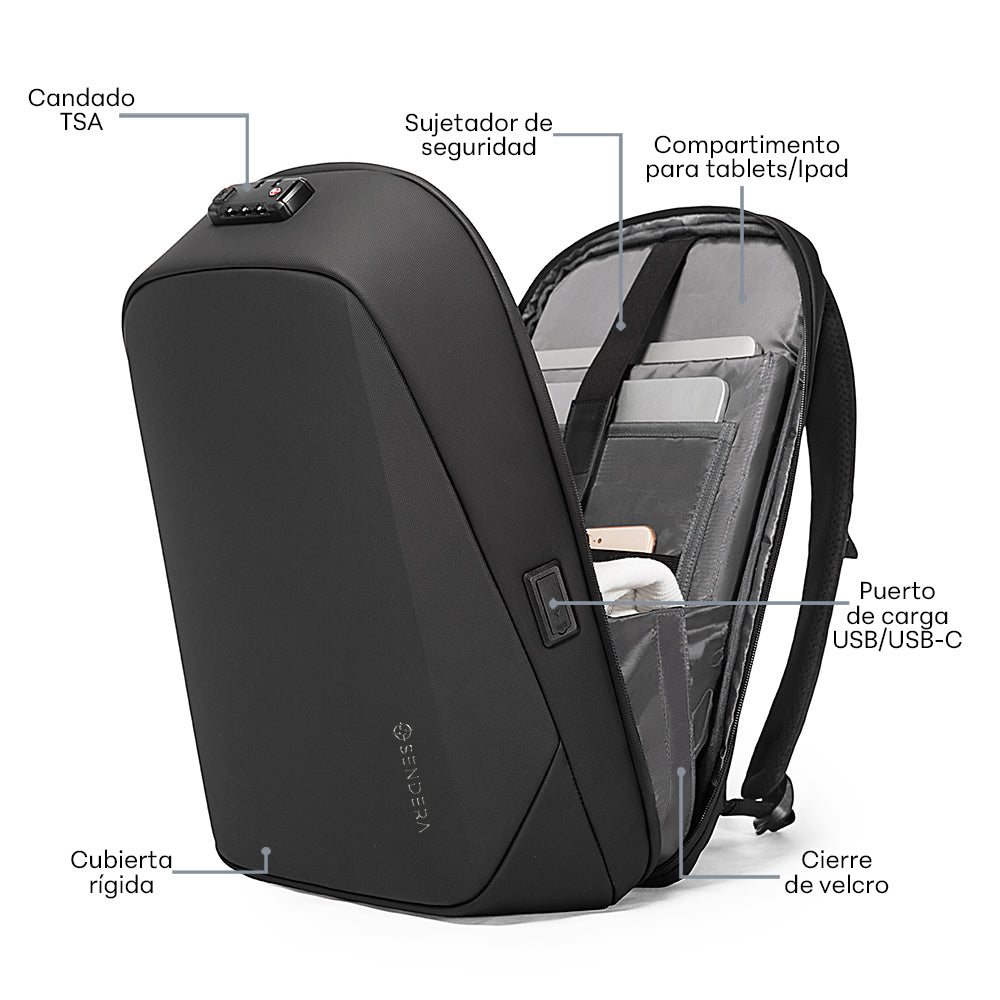 Mochila para Laptop 17” Ejecutiva Antirrobo con Cubierta Rígida Impermeable