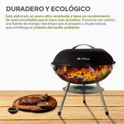 Asador de Carbón Portátil de 36 cm con Tapa HIKEO — funciones y uso