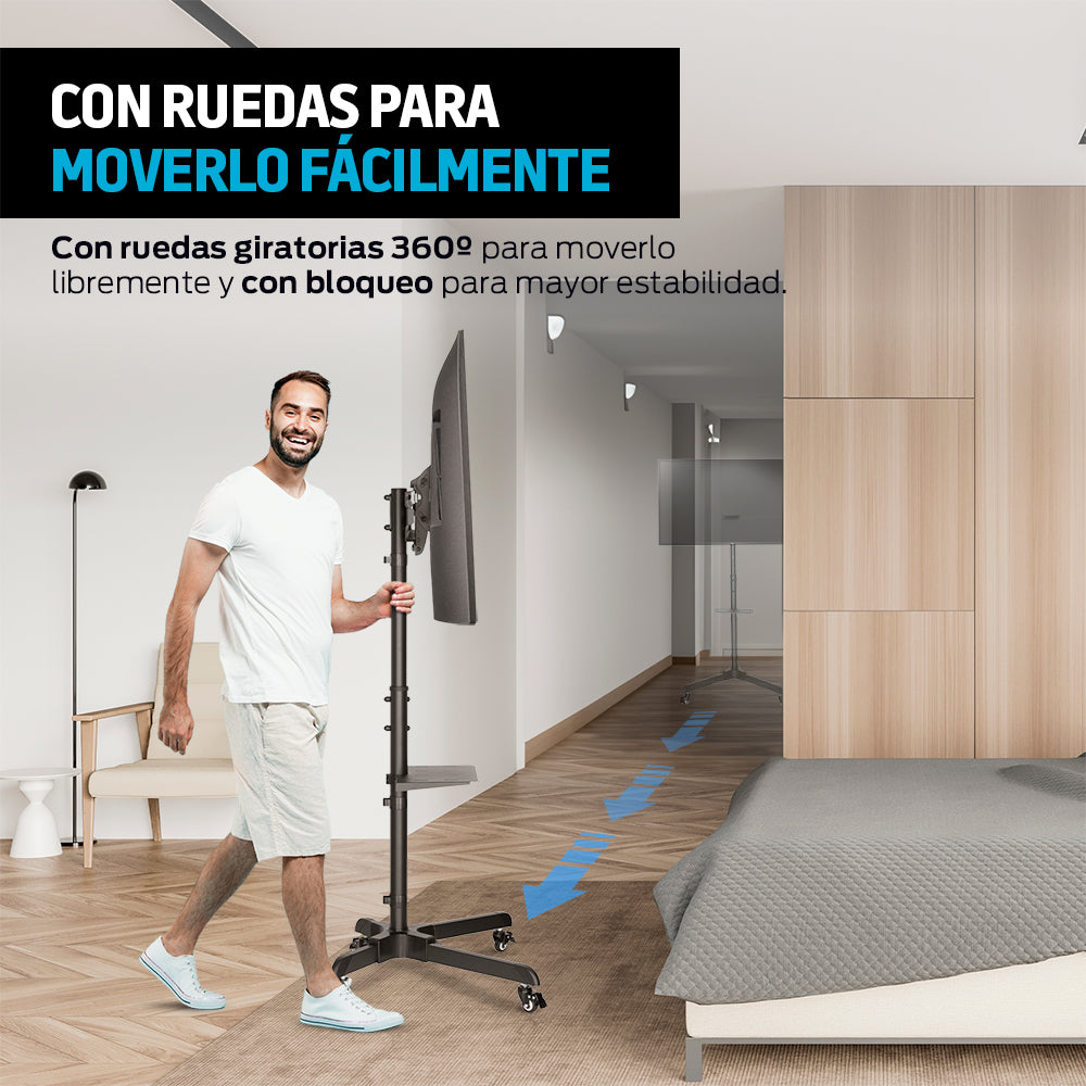 Soporte para TV Móvil con Ruedas (32” a 55" Pulg.) y Base para Laptop
