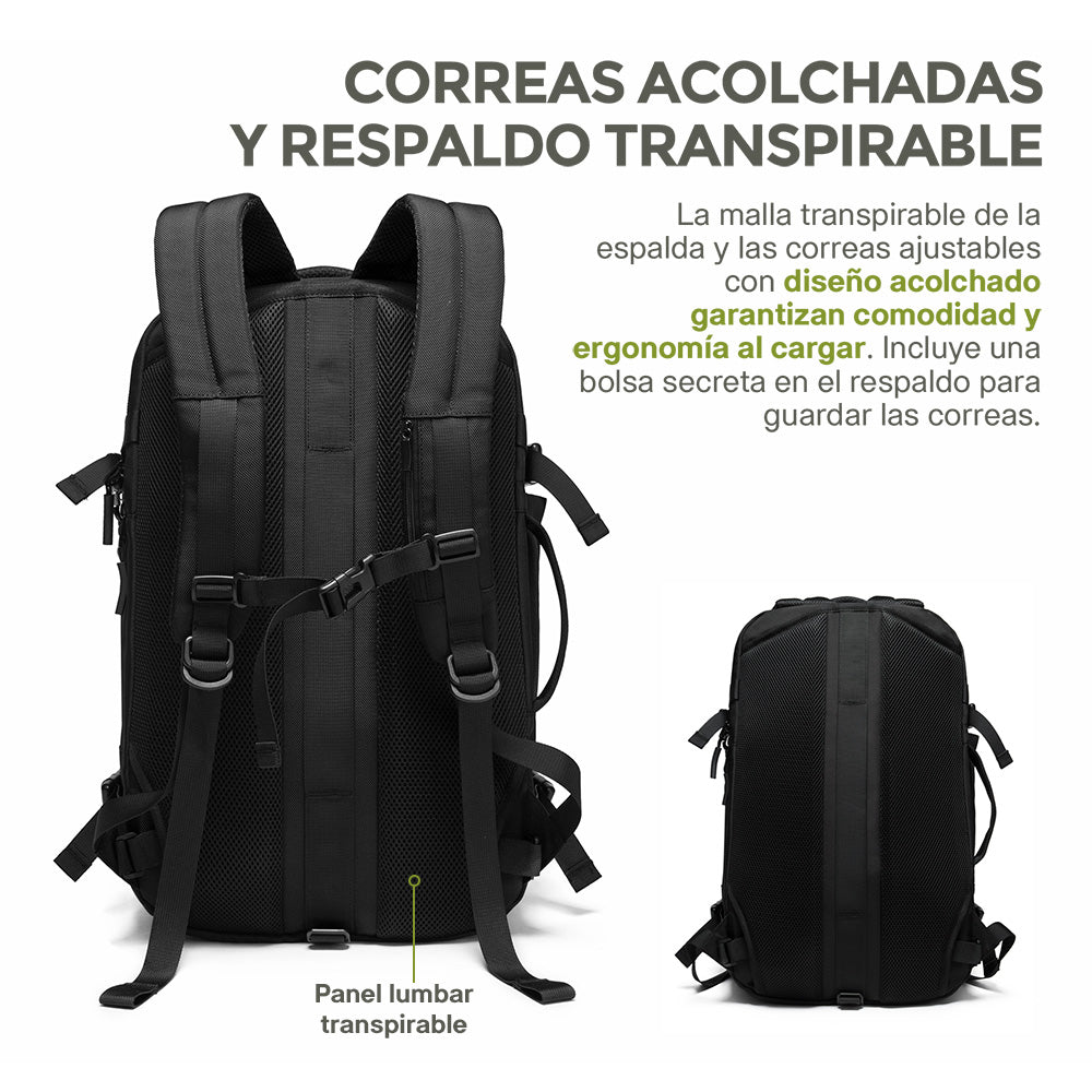 Mochila Expandible de 40 L para Laptop de 18 Pulgadas — funciones y uso