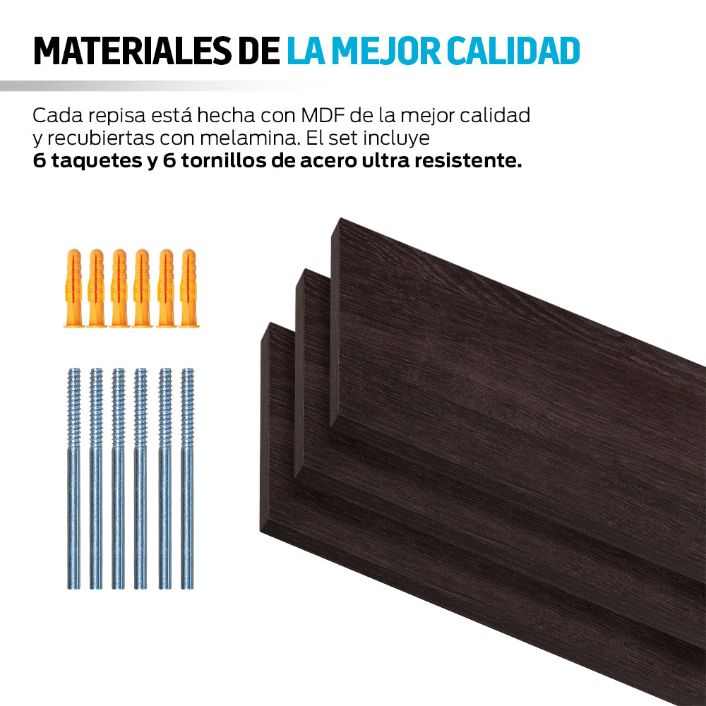 Repisas Flotantes Madera 3 Pz 30x15, 40x15 y 50x15 cm Redlemon Technology México