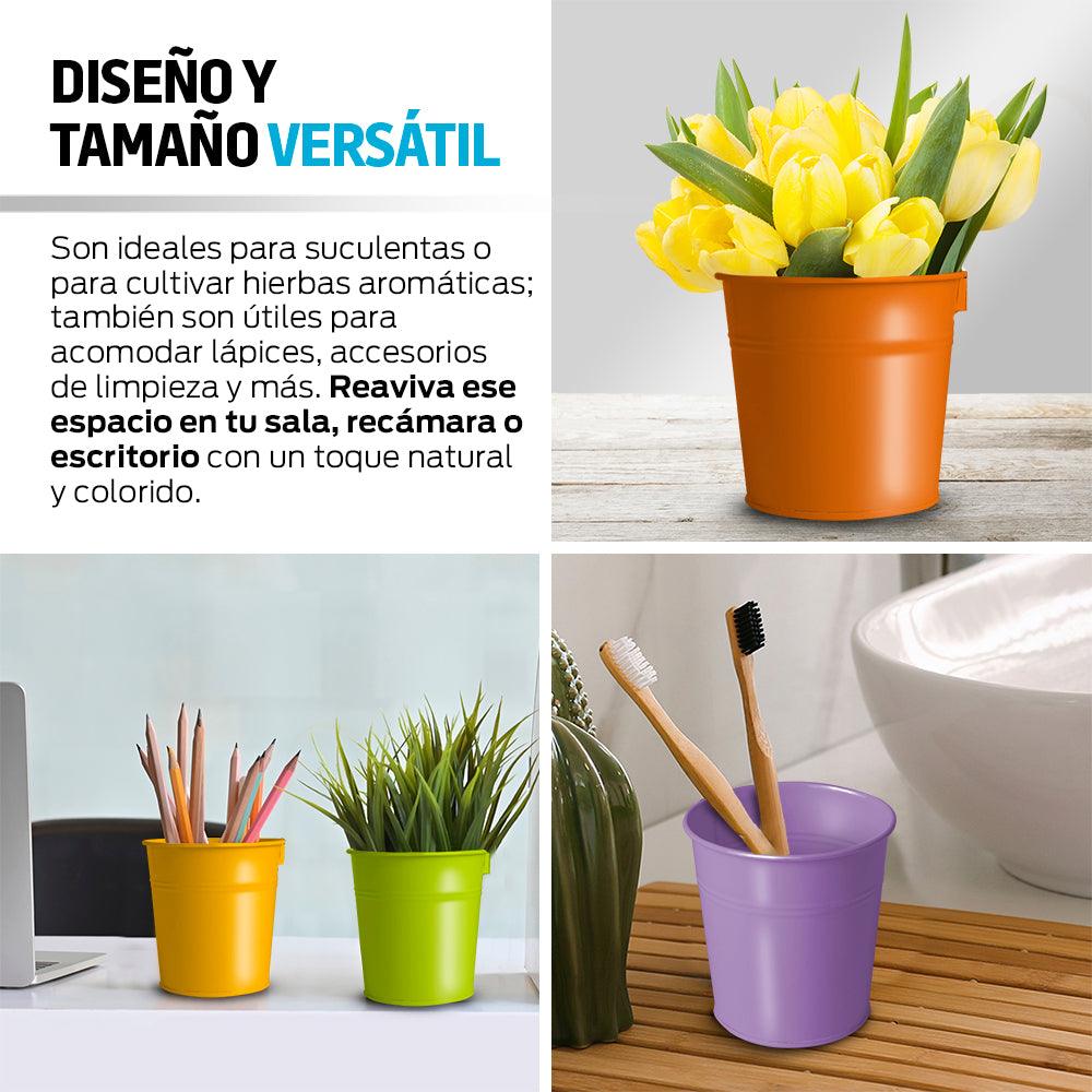 Macetas Colgantes Metálicas de Colores con Gancho 10 Piezas - Redlemon