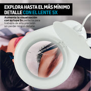 Lupa con Luz LED 5x para Escritorio con Brazo Articulado