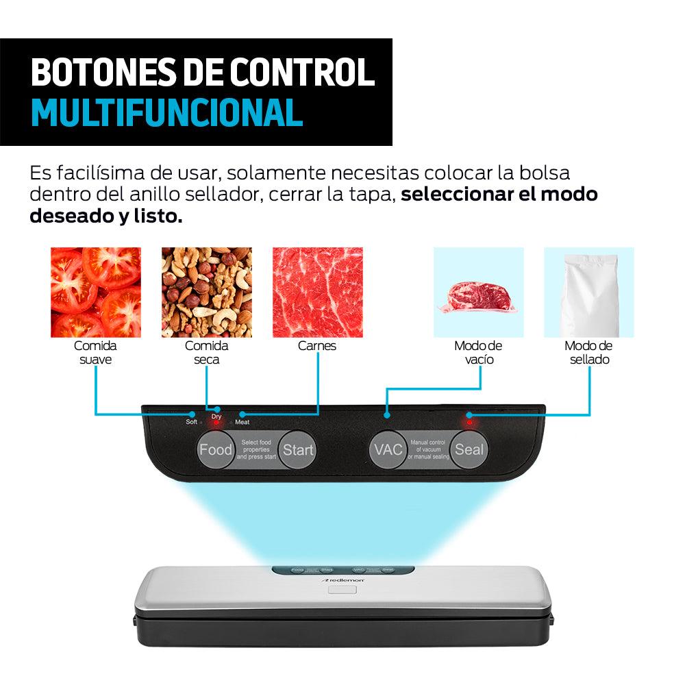 Selladora de Bolsas Plásticas al Alto Vacío con 30 Bolsas Incluidas - Redlemon