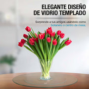 Lazy Susan de vidrio templado giratoria de 58 cm — funciones y uso