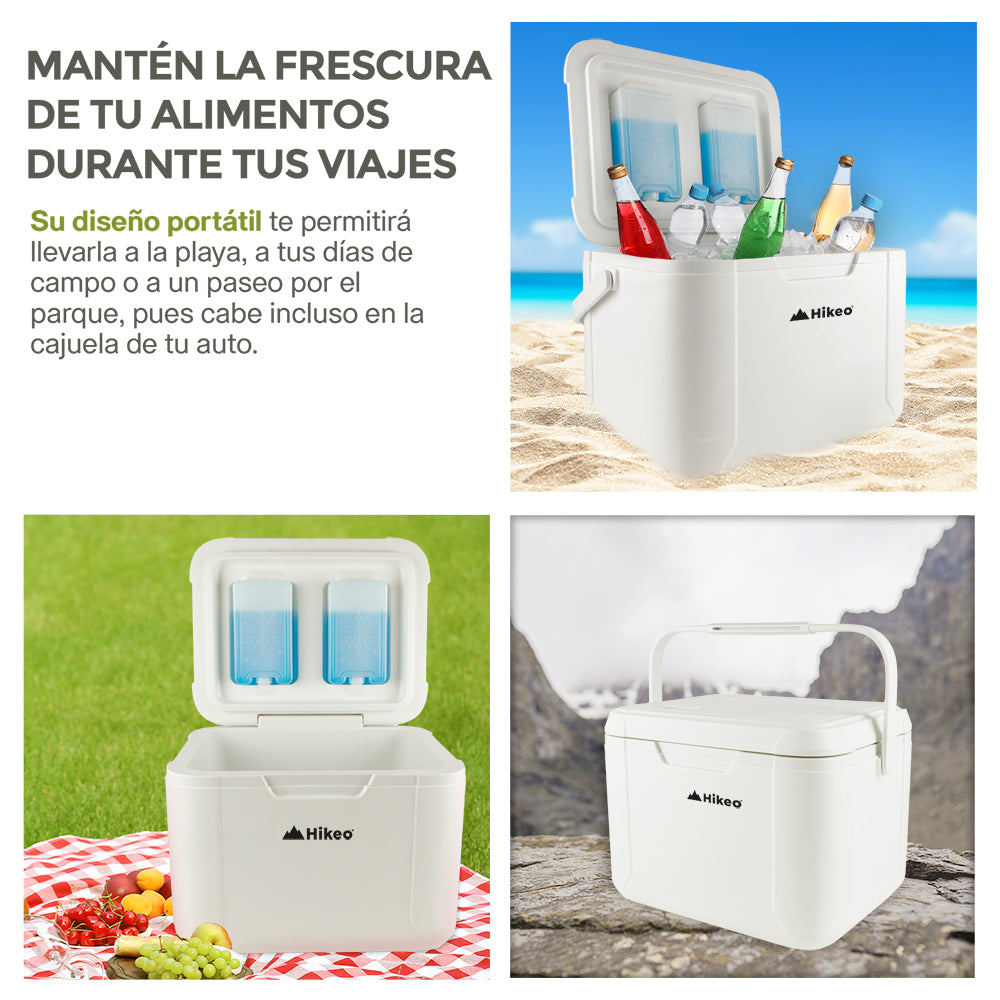 Hielera Rígida de 18 L para 28 Latas con Bloques Fríos HIKEO — funciones y uso