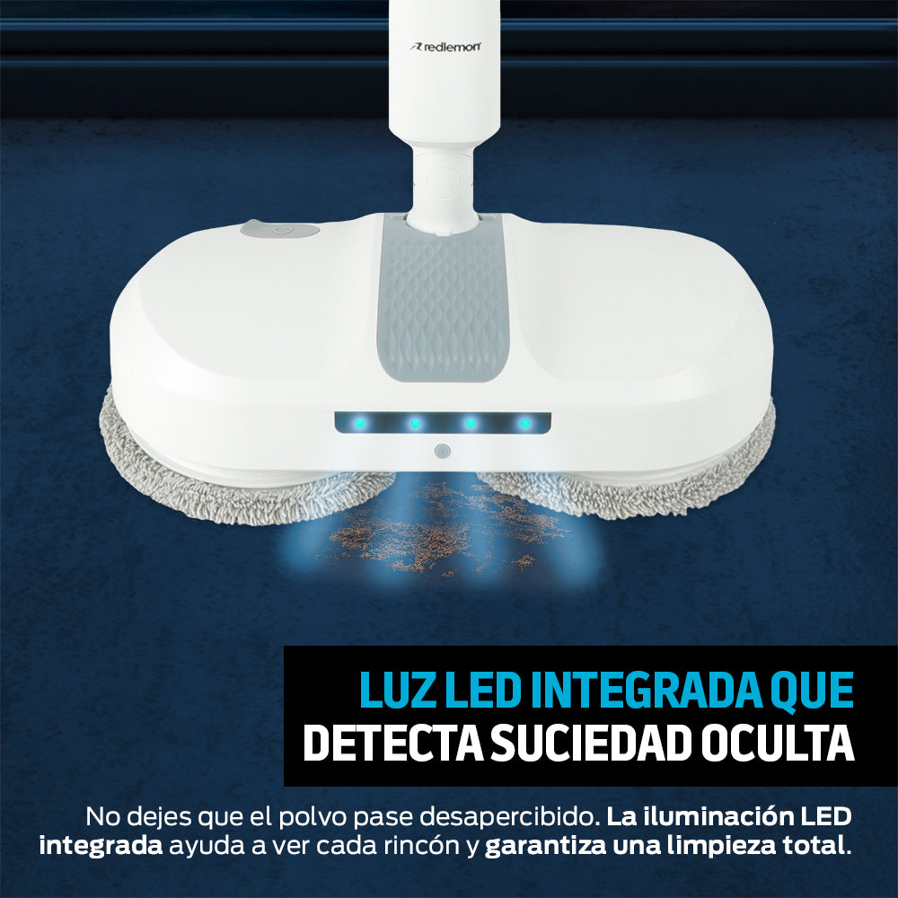 Trapeador Eléctrico Giratorio 200 RPM con Spray y Luz LED — funciones y uso