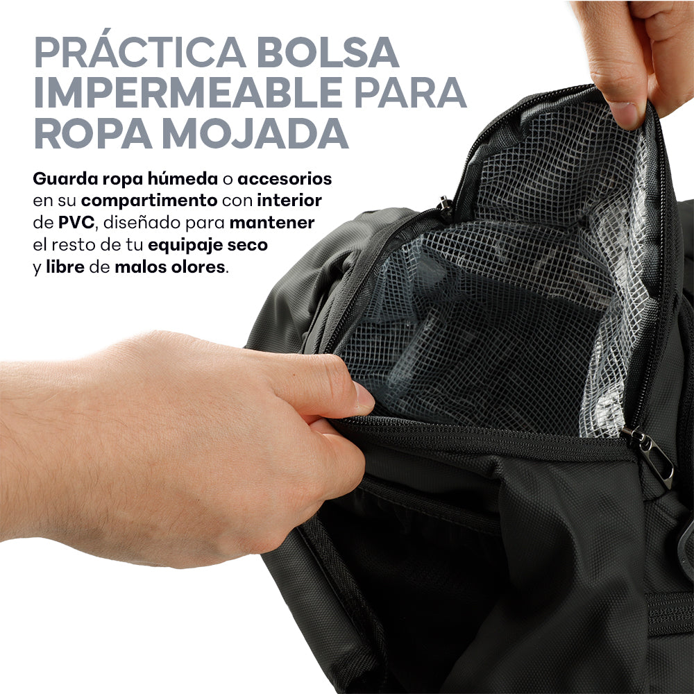 Maleta Mochila Deportiva de 30 L con Compartimento Húmedo — funciones y uso