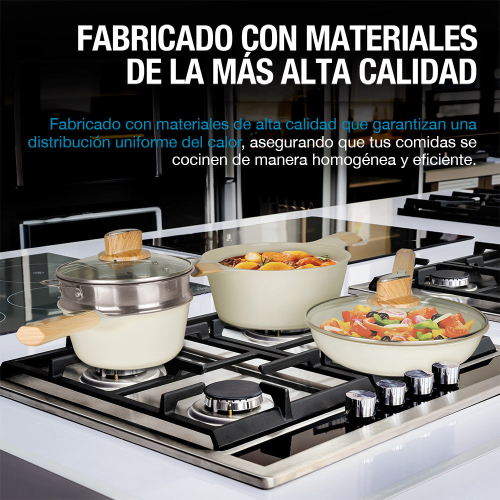 Batería de Cocina Cubierta de Cerámica Antiadherente 10 Piezas