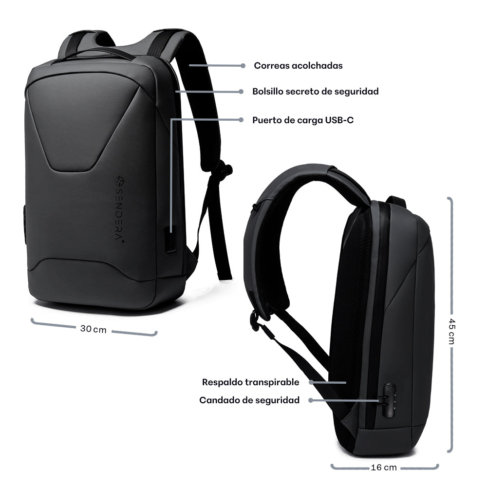 Mochila de 21 L para Laptop de 16.5 Pulgadas con Candado — funciones y uso