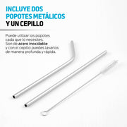 Termo y Vaso Térmico Acero Inoxidable 2 Popotes 800 ml Redlemon Technology México