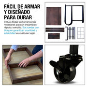Carrito de Servicio para Bar Estilo Industrial de Acero y Madera