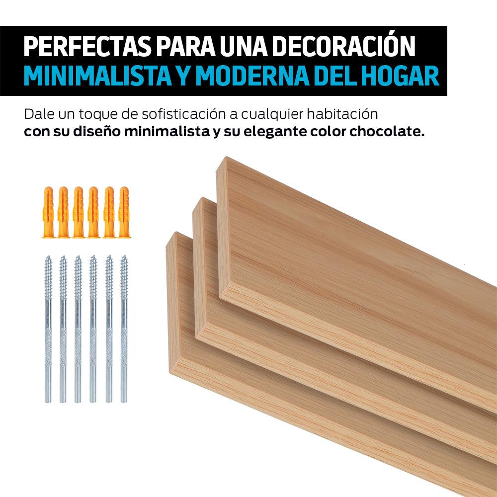 Repisas Flotantes de Madera 3 Piezas de 30x15 cm - Redlemon