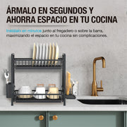 Escurridor de Trastes Premium de Acero Inoxidable 2 Niveles