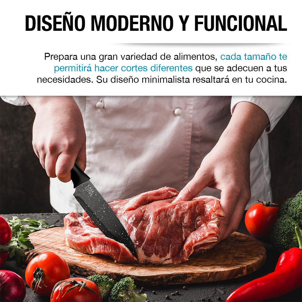 Cuchillos de Cocina de Acero Inoxidable con Funda 6 Piezas - Redlemon