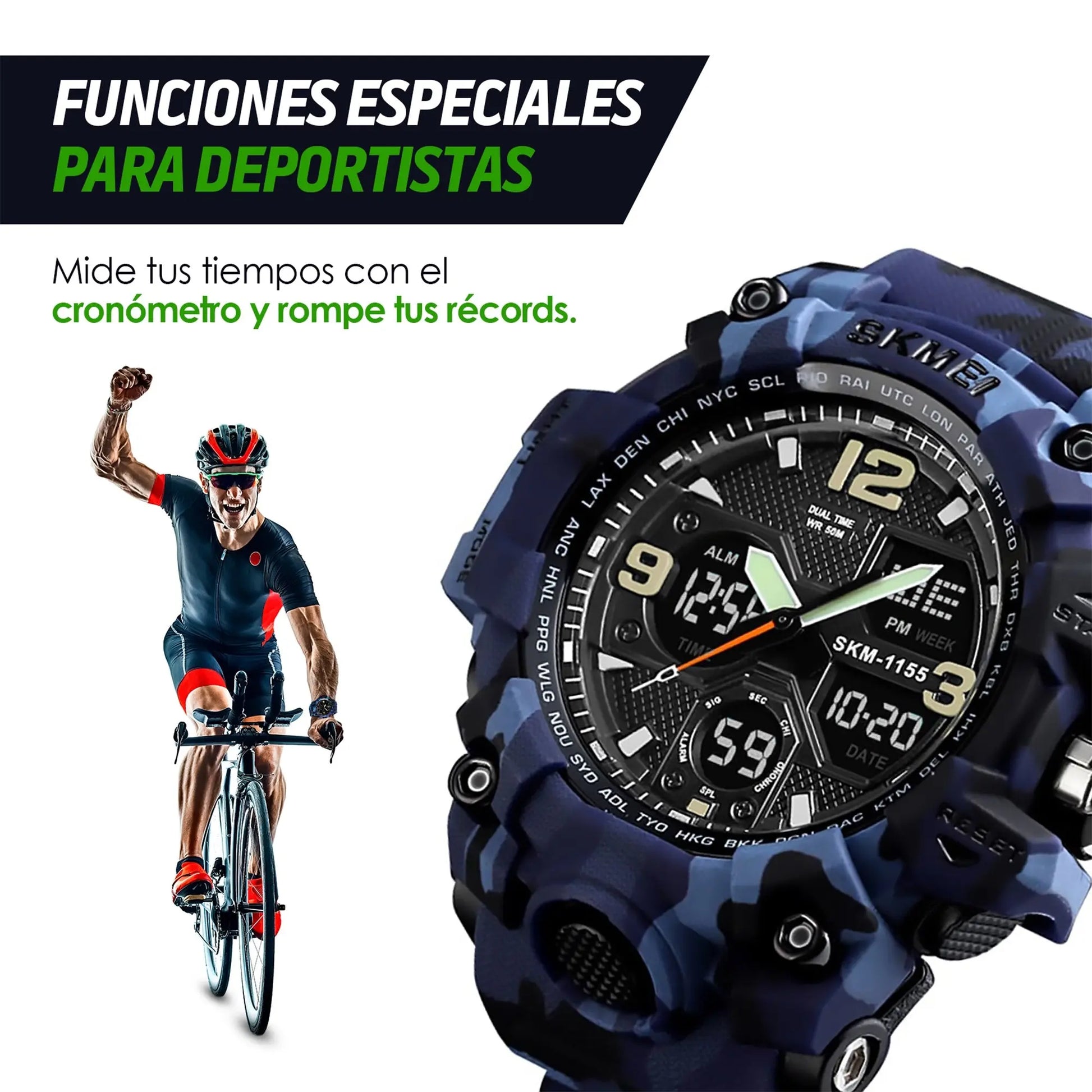 Reloj Digital y Analógico Deportivo Contra Agua 1155b Redlemon Technology México