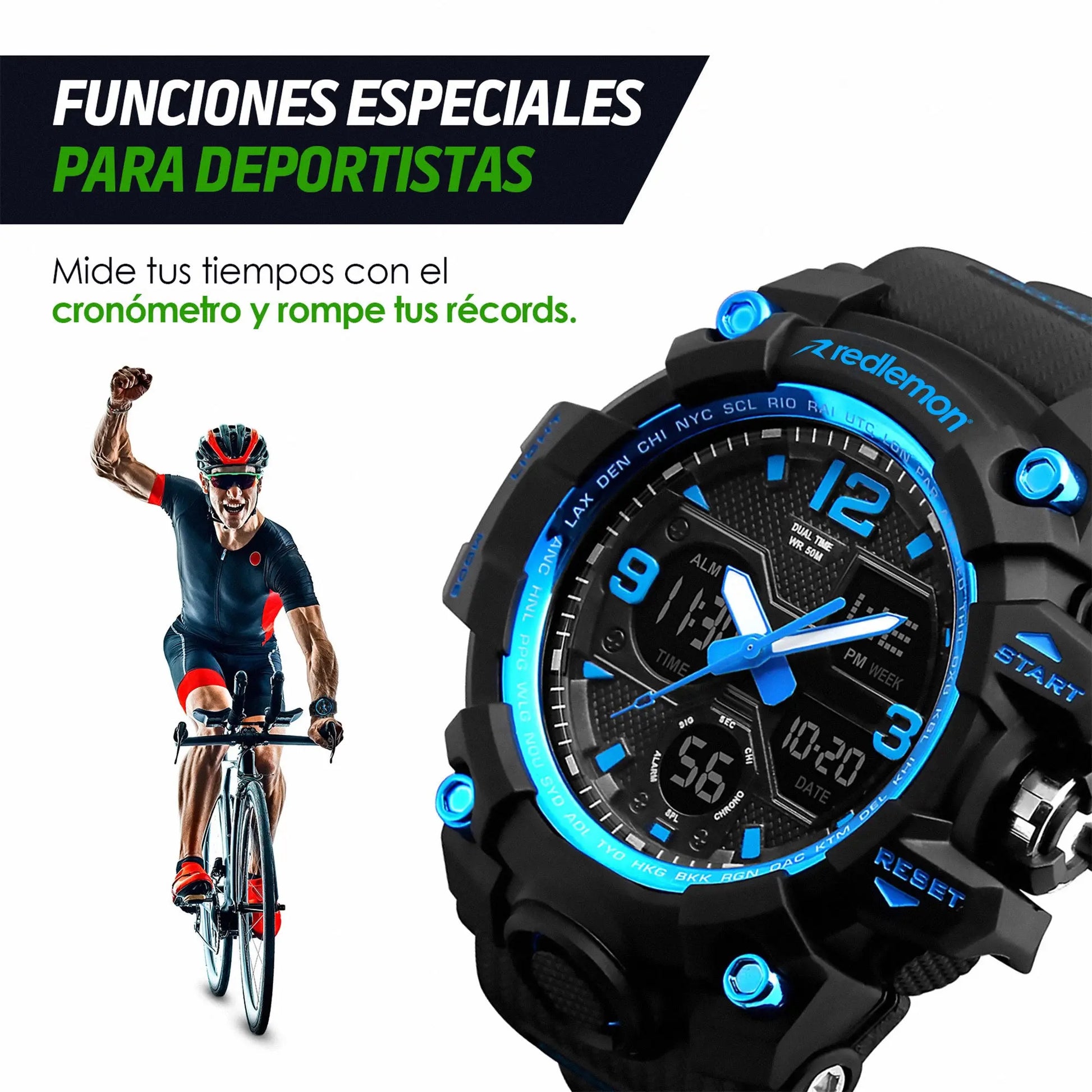 Reloj Digital y Analógico Deportivo Contra Agua 1155b Redlemon Technology México