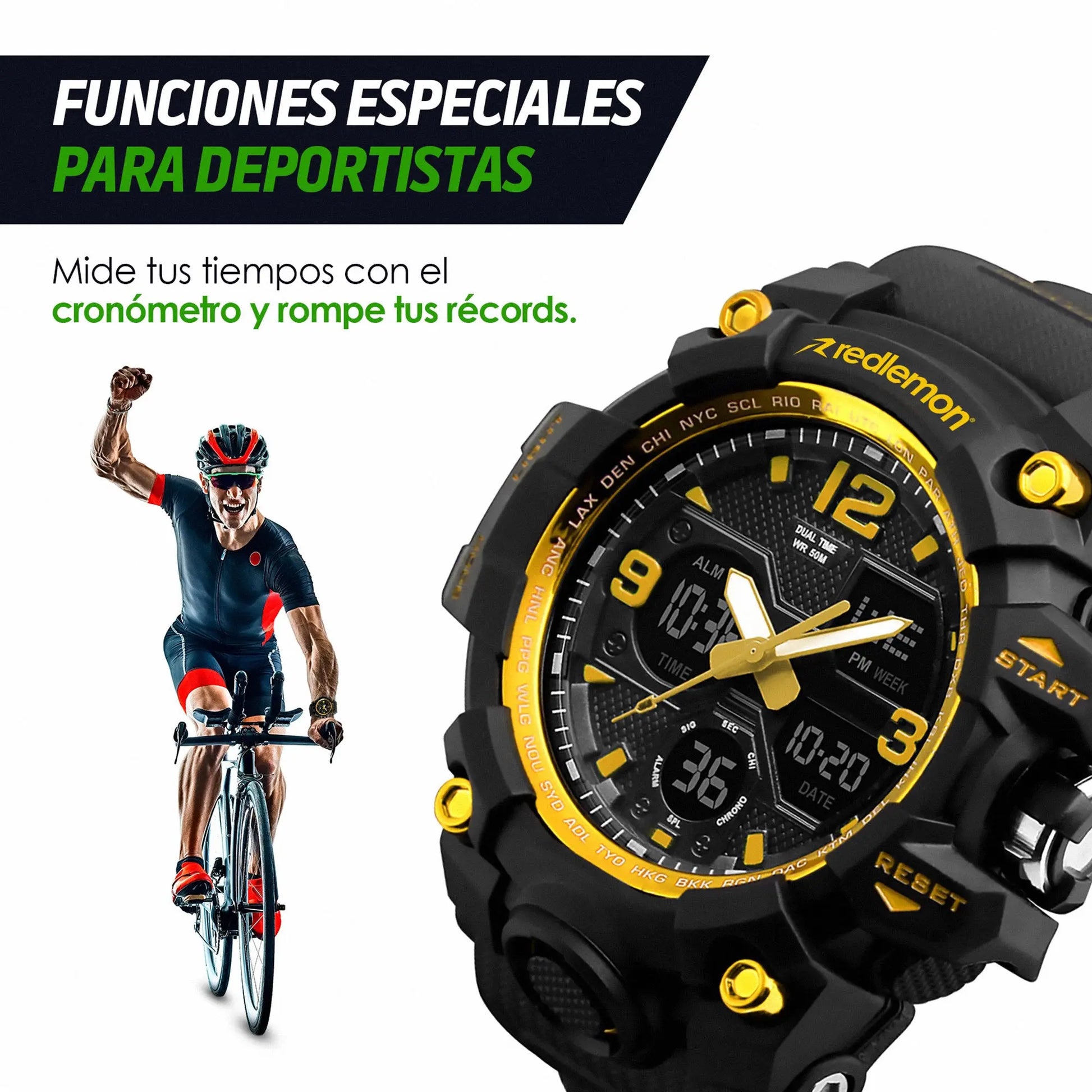 Reloj Digital y Analógico Deportivo Contra Agua 1155b Redlemon Technology México