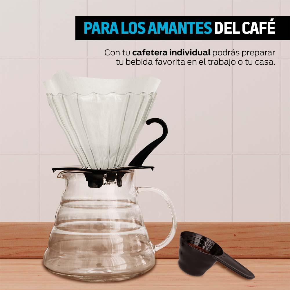 Cafetera de Goteo tipo Pour-Over de Vidrio 600 ml 40 Filtros y Cuchara - Redlemon