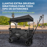 Carrito HIKEO con toldo y ruedas giratorias de 360 grados para exterior