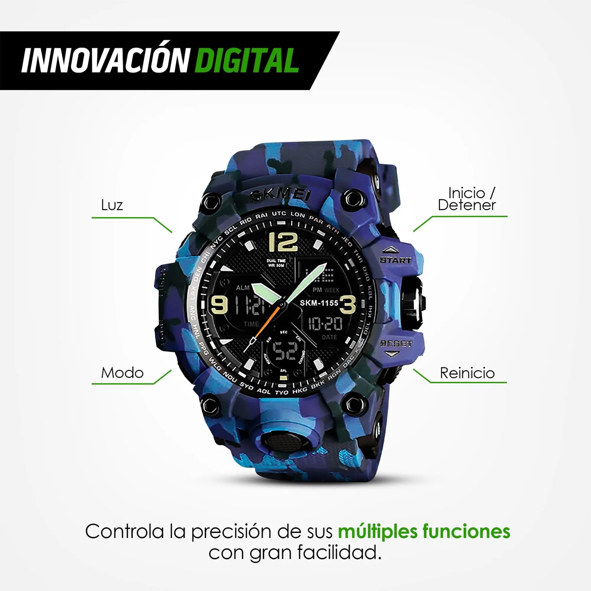 Reloj Digital y Analógico Deportivo Contra Agua 1155b Redlemon Technology México