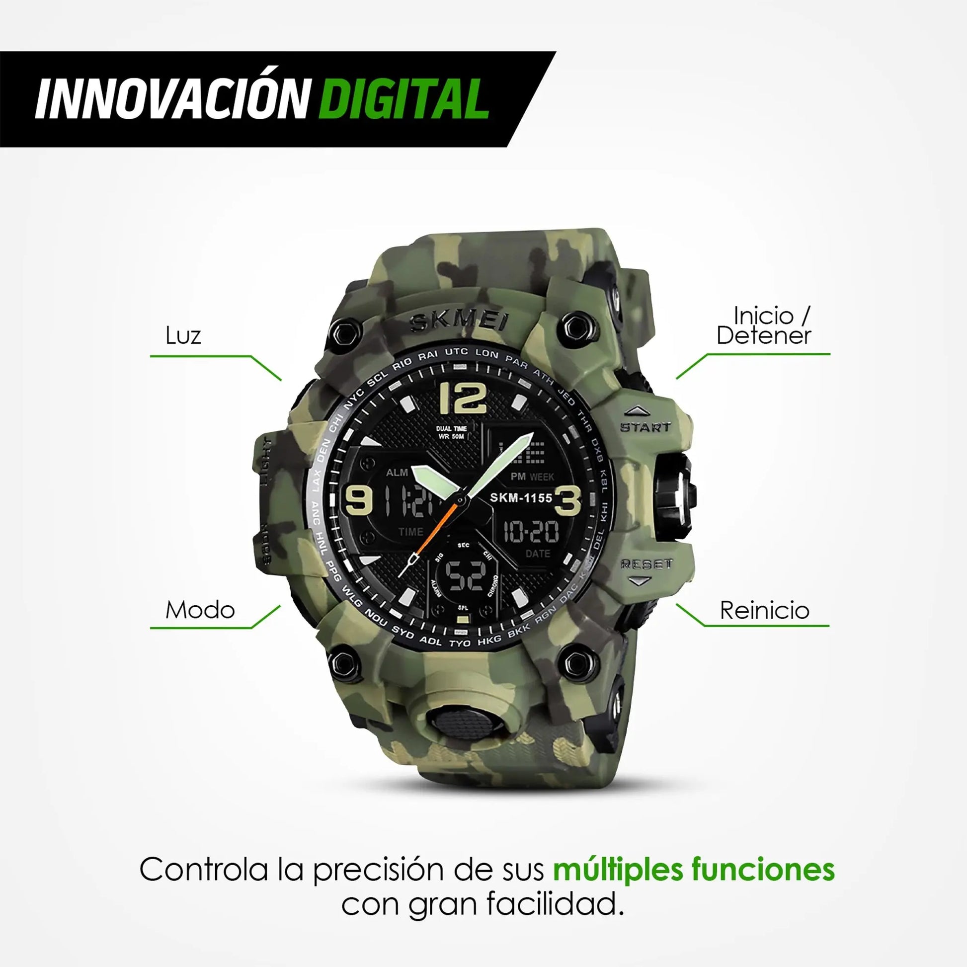 Reloj Digital y Analógico Deportivo Contra Agua 1155b Redlemon Technology México