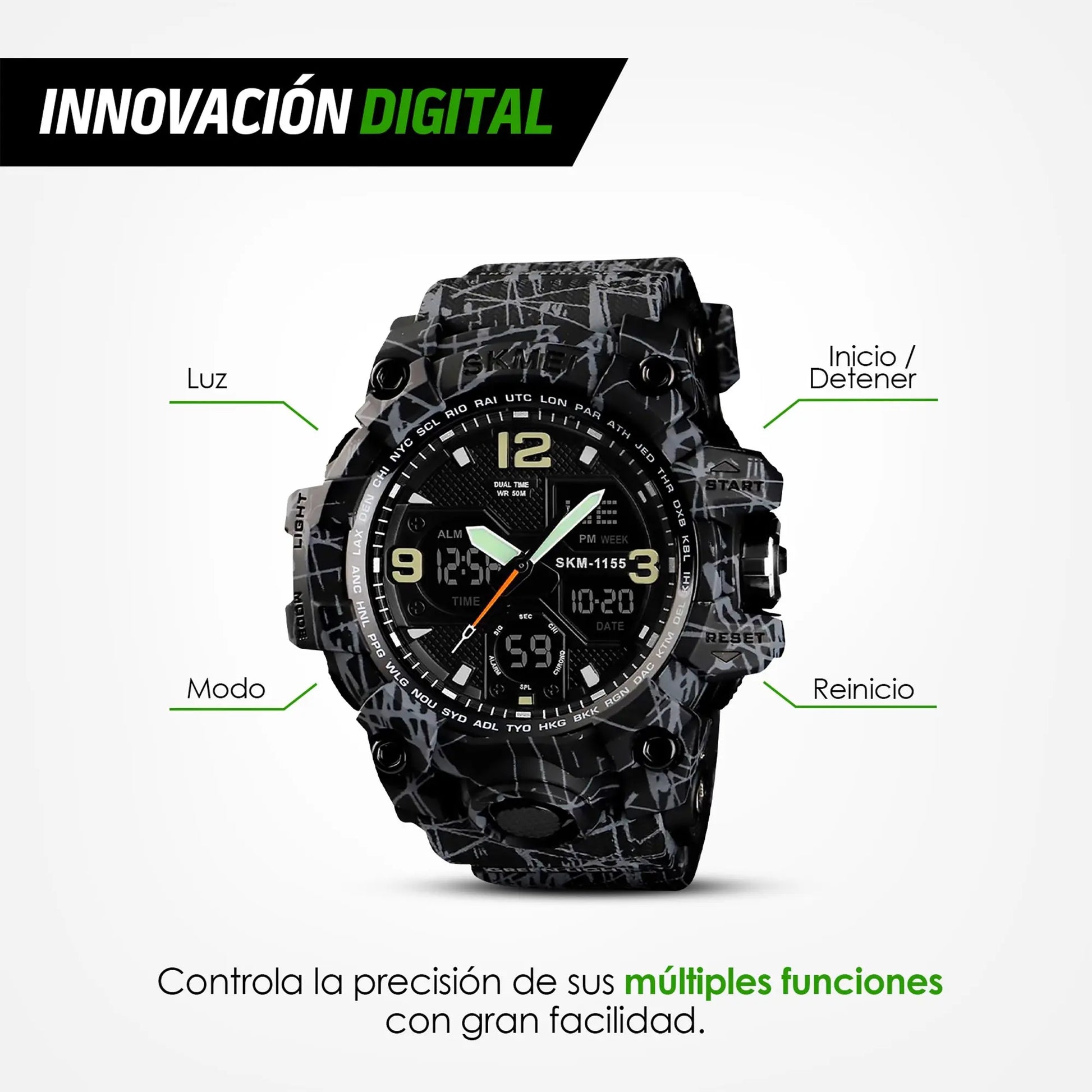 Reloj Digital y Analógico Deportivo Contra Agua 1155b Redlemon Technology México