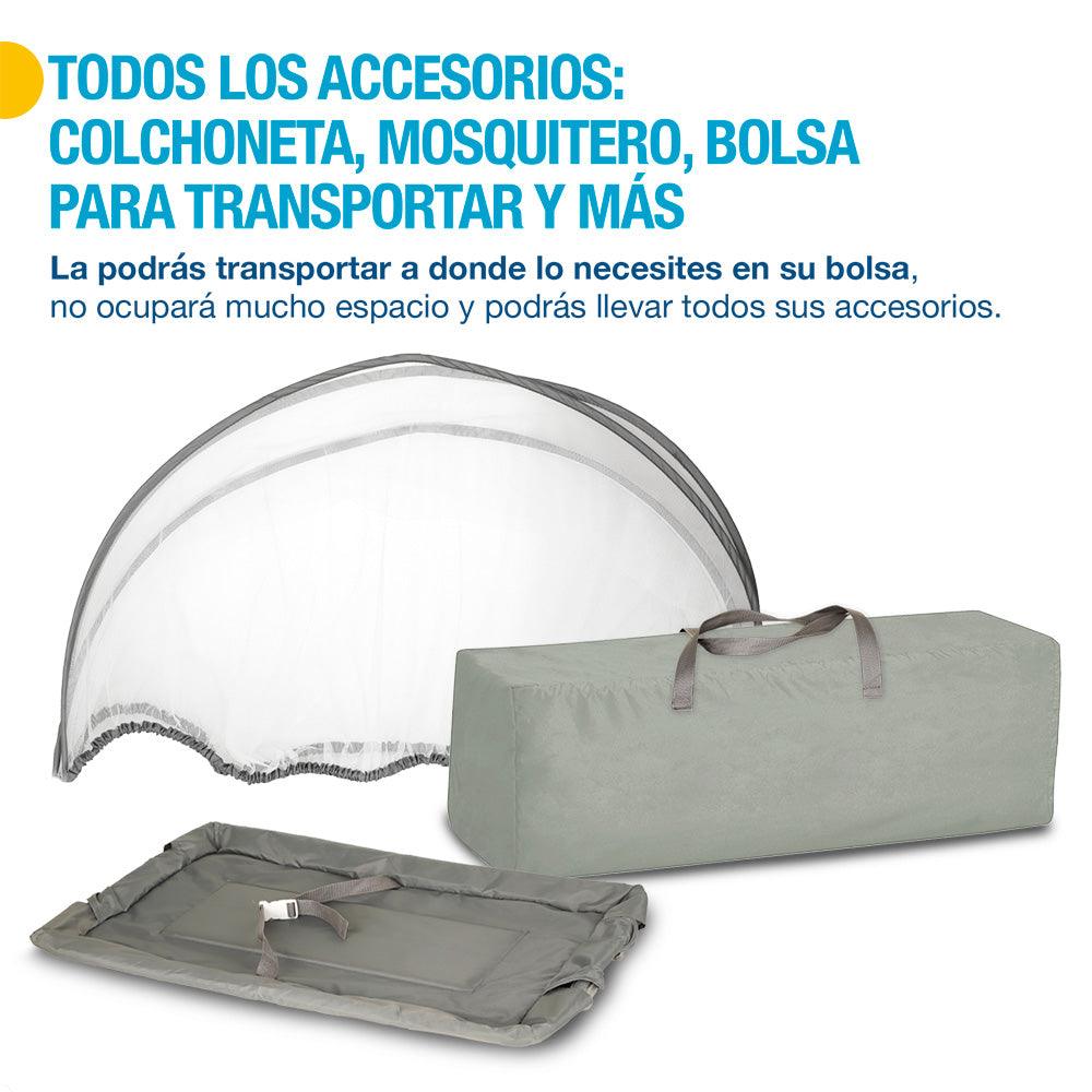 Cuna para Bebé de Viaje 4 en 1: Corral y Cambiador, con Colchoneta y Mosquitero - Redlemon