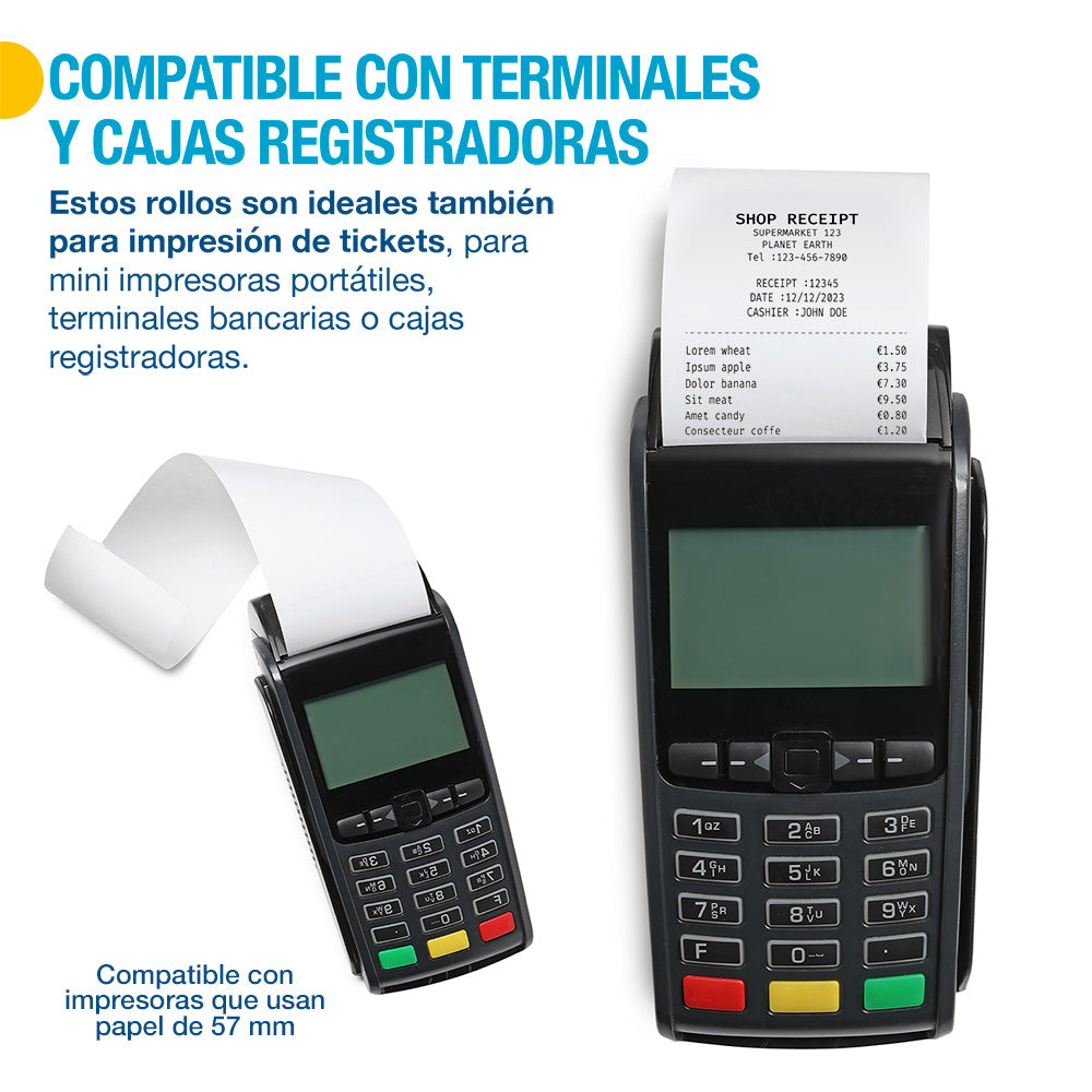 10 Rollos de Papel Térmico para Cámara Digital Shimy SKU 84132 (57mm)