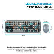 Medidas del teclado y mouse inalámbricos color gris