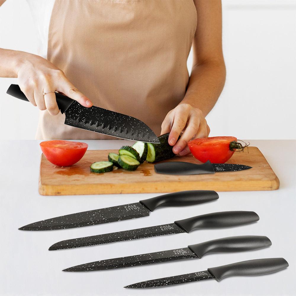 Cuchillos de Cocina de Acero Inoxidable con Funda 6 Piezas - Redlemon