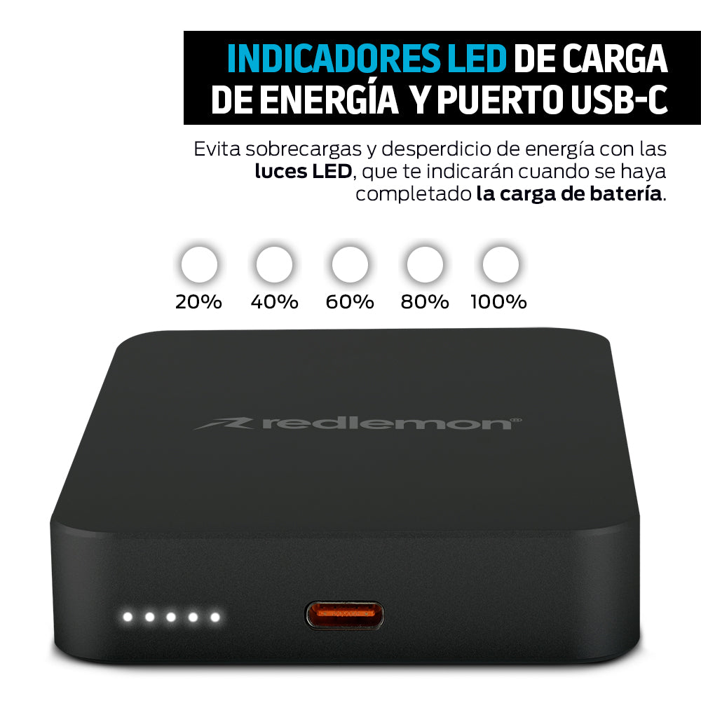 Power Bank Magnético de 10,000 mAh con Carga de 15 W — medidas y especificaciones
