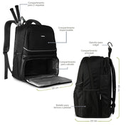 Mochila para Tenis para 2 Raquetas, Calzado y Ropa Húmeda