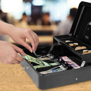 Caja Portátil para Dinero con Charola y 2 Llaves — medidas y especificaciones