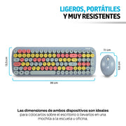 Medidas del teclado y mouse inalámbricos color azul