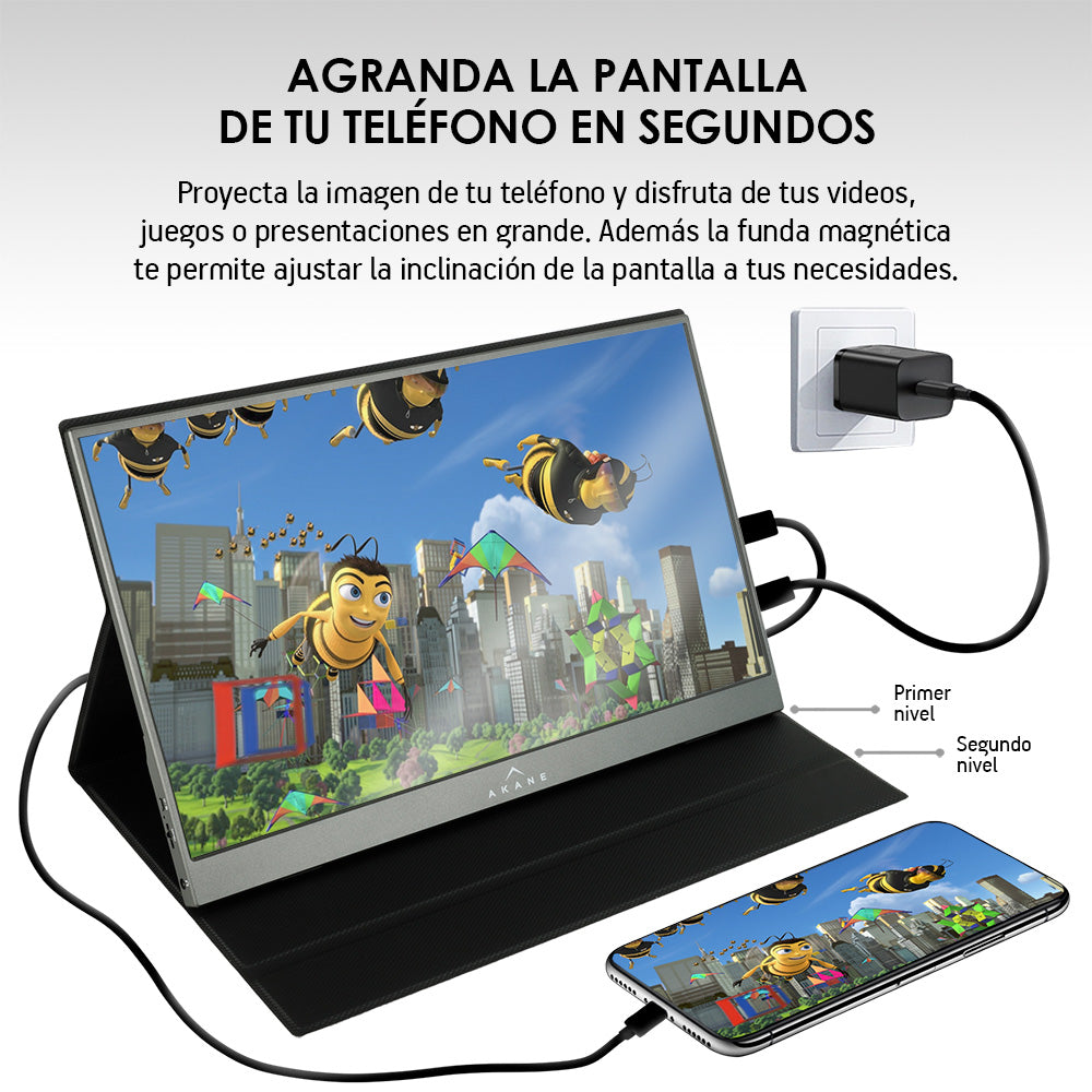 Monitor Portátil Full HD 15.6” para Laptop Celular y Consolas