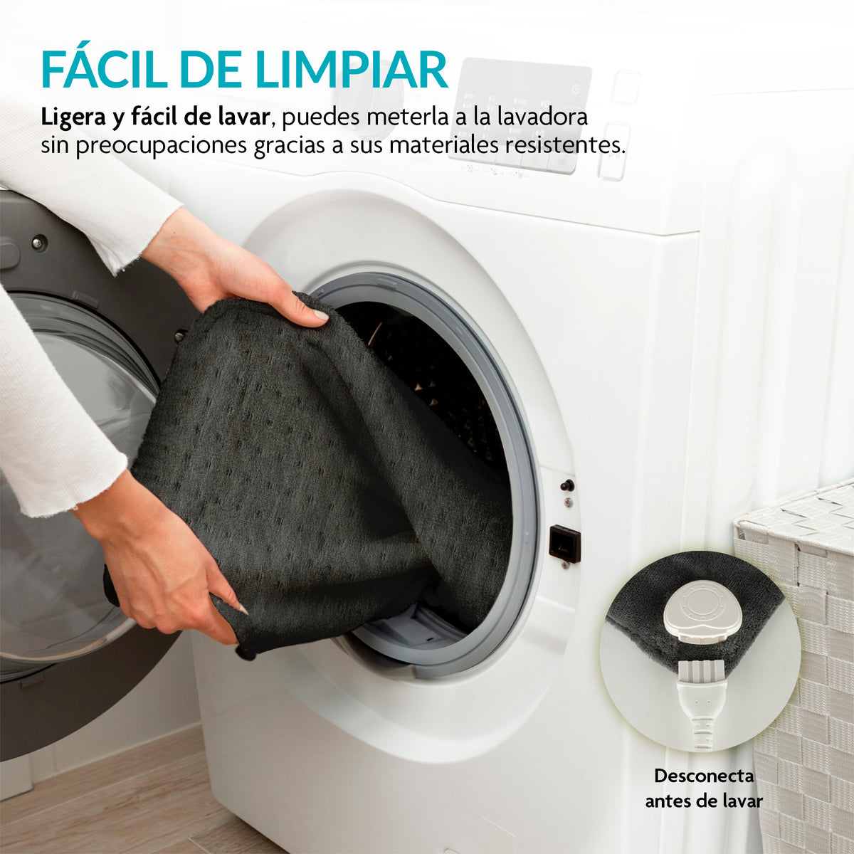 Compresa eléctrica 61 x 30 cm con 10 niveles de calor — medidas y especificaciones
