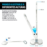 Trapeador Eléctrico Giratorio 200 RPM con Spray y Luz LED — contenido y accesorios