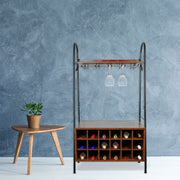 Cava de Vino tipo Cantina Mueble Organizador para 18 Botellas y Copas